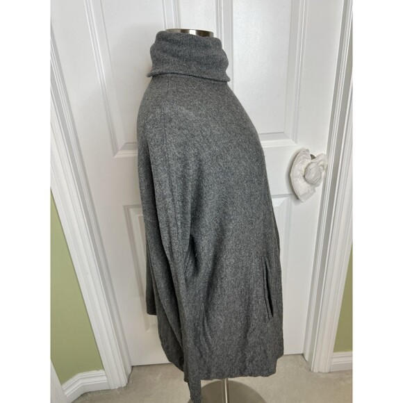 Garnet Hill Wool Cashmere Sweater Sz XS Gray Poncho Oversized Turtleneck - Picture 7 of 13